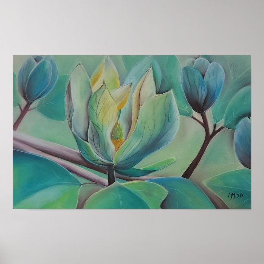 Magnolia Flower Wall Art | Botanical Poster | Soft ポスター (正面)