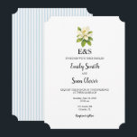 Magnolia Flower Wedding Monogram Blue Stripe 招待状<br><div class="desc">Enjoy our magnolia flower wedding monogram invitation blue stripe. Personalize with all of your details and add to cart.</div>