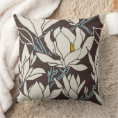 Magnolia graphic in brown pattern クッション (ブランケット)
