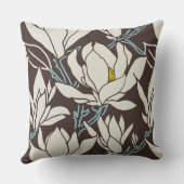 Magnolia graphic in brown pattern クッション (裏面)