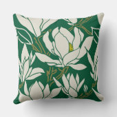 Magnolia graphic in emerald pattern クッション (裏面)
