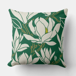 Magnolia graphic in emerald pattern クッション