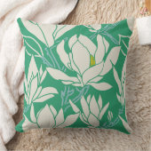 Magnolia graphic in green pattern クッション (ブランケット)