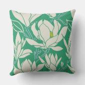Magnolia graphic in green pattern クッション (裏面)