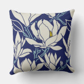 Magnolia graphic in indigo pattern クッション (裏面)