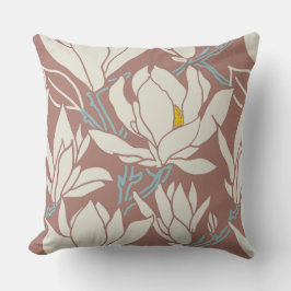 Magnolia graphic in mauve pattern クッション