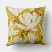 Magnolia graphic in mustard pattern クッション (裏面)