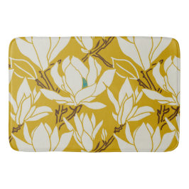 Magnolia graphic in mustard pattern バスマット