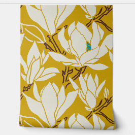 Magnolia graphic in mustard pattern 壁紙