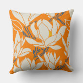 Magnolia graphic in orange pattern クッション (裏面)