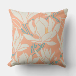 Magnolia graphic in peach pattern クッション