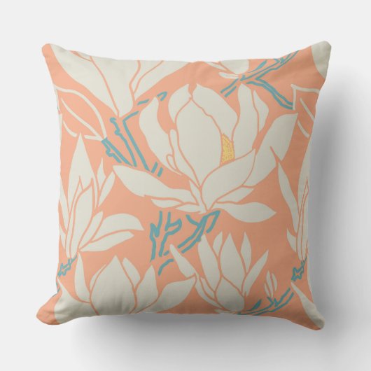 Magnolia graphic in peach pattern クッション (正面)