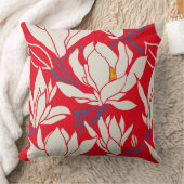 Magnolia graphic in red pattern クッション (ブランケット)