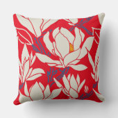 Magnolia graphic in red pattern クッション (裏面)
