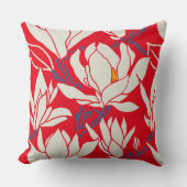 Magnolia graphic in red pattern クッション (正面)