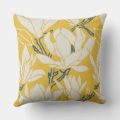 Magnolia graphic in yellow pattern クッション (裏面)