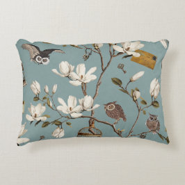 Magnolia Grove with Owls in Duck egg blue アクセントクッション