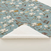 Magnolia Grove with Owls in Duck egg blue シェルパブランケット (3/4)