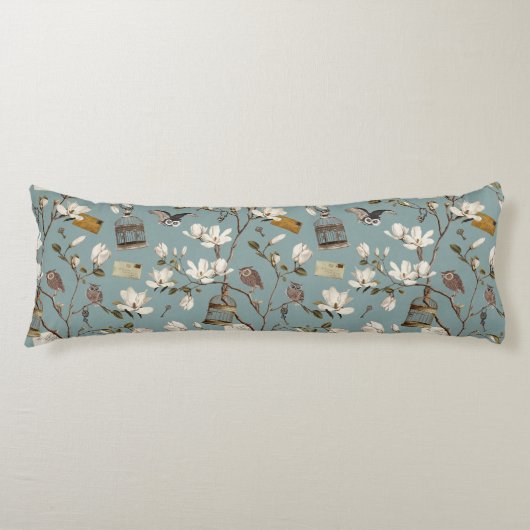 Magnolia Grove with Owls in Duck egg blue ボディピロー (正面)