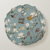Magnolia Grove with Owls in Duck egg blue ラウンドクッション (裏面)