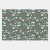 Magnolia Grove with Owls in Pastel Greens ラッピングペーパーシート (正面3)