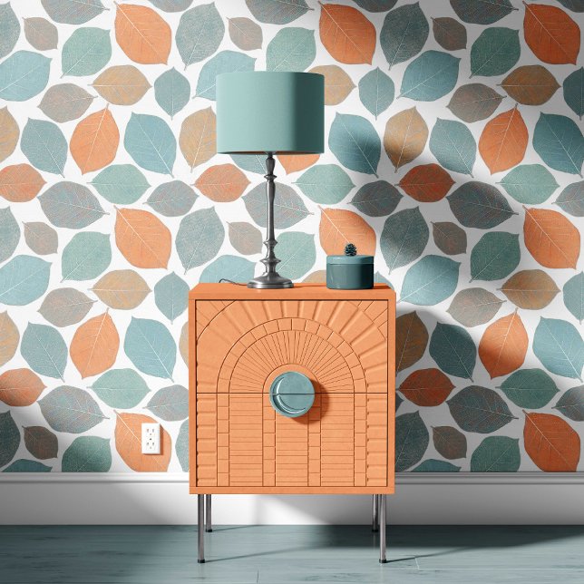 Magnolia Leaf Mild Orange Teal Aqua Blue 壁紙 (クリエイターアップロード済み)