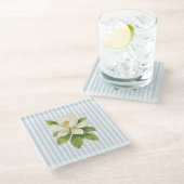 Magnolia Painting Nautical Stripe  ガラスコースター (アングル)