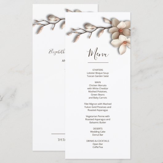 Magnolia Sculptural 3D Flower メニュー (正面/裏面)