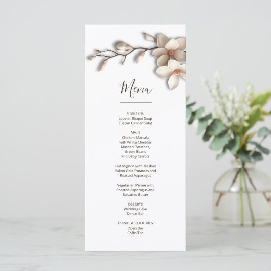 Magnolia Sculptural 3D Flower メニュー (スタンド正面)