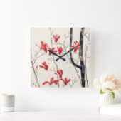 Magnolia Tree by Kobayashi Kokeiヴィンテージ自然 スクエア壁時計 (ホーム)