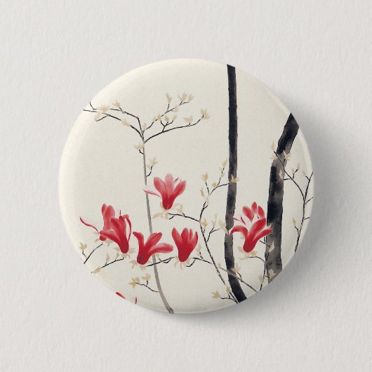 Magnolia Tree by Kobayashi Kokeiヴィンテージ自然 缶バッジ (正面)