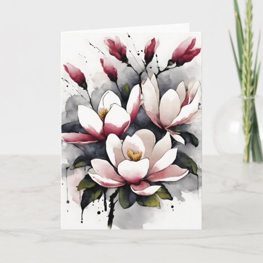 Magnolia - Watercolor flowers カード (正面)