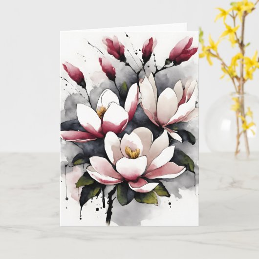 Magnolia - Watercolor flowers カード (黄色い花)
