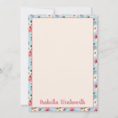 Magnolias and Carnations on Blue Personalized ノートカード (正面)