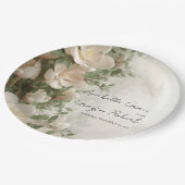 Magnolias and Lights Elegant Floral Wedding ペーパープレート (アングル)