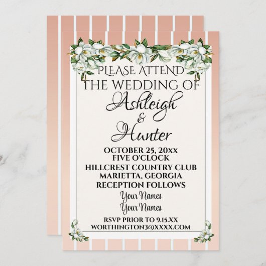 Magnolias -A'sのための素敵な結婚一日 – 招待状 (正面/裏面)