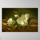 Magnolias on Gold Velvet Cloth by MJ Heade ポスター (正面)