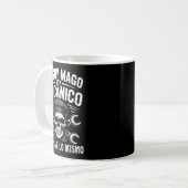 Mago Y Mecánico Funny Car Mechanic Skull Spanish V コーヒーマグカップ (正面左)