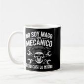Mago Y Mecánico Funny Car Mechanic Skull Spanish V コーヒーマグカップ (左)