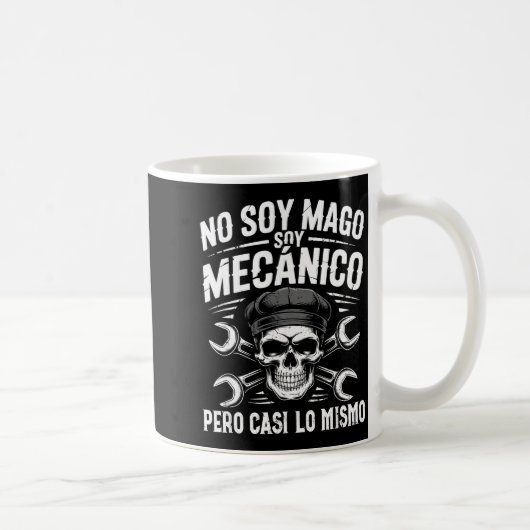 Mago Y Mecánico Funny Car Mechanic Skull Spanish V コーヒーマグカップ (右)