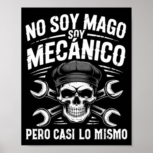 Mago Y Mecánico Funny Car Mechanic Skull Spanish V ポスター (正面)