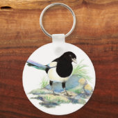 Magpie – 水彩鳥 キーホルダー (正面)