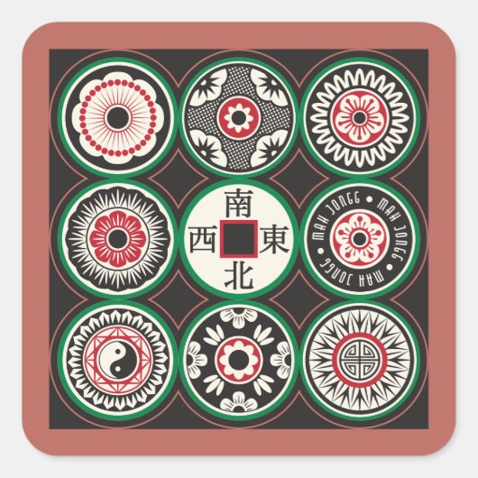 Mah Jong One Dotsコインステッカー スクエアシール (正面)