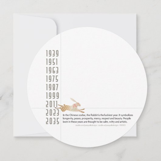 Mah Jong Year of the Rabbit Flat Card 招待状 (裏面)