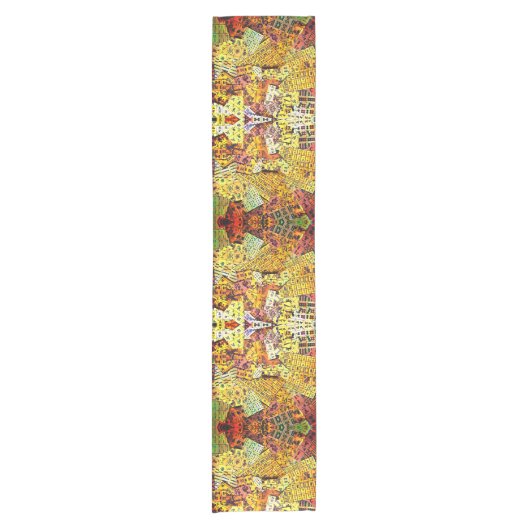 Mah Jonggのコラージュはテーブルのランナーをタイルを張ります ショートテーブルランナー (正面)