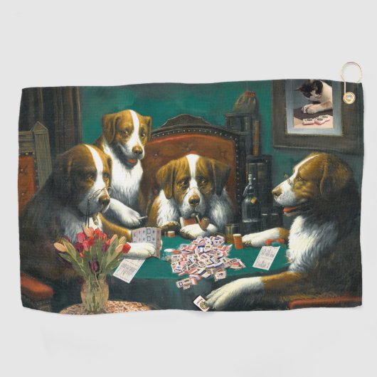 Mah Jonggのゴルフタオルを遊んでいる犬 ゴルフタオル (横)