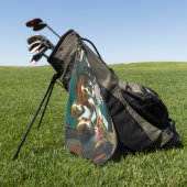 Mah Jonggのゴルフタオルを遊んでいる犬 ゴルフタオル (グリーン)