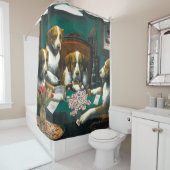 Mah Jonggのシャワー・カーテンを遊んでいる犬 シャワーカーテン (インサイチュ)