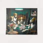 Mah Jonggのタペストリーを遊んでいる犬 タペストリー (正面(横))