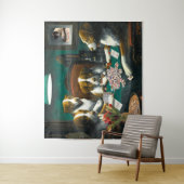 Mah Jonggのタペストリーを遊んでいる犬 タペストリー (インサイチュ)